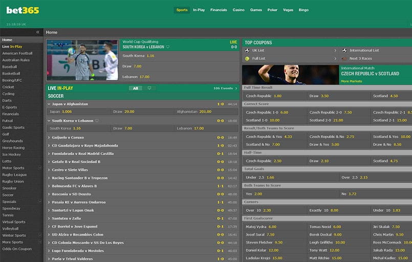 Bet365のウェブサイト